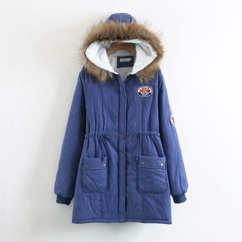 Damen Langer Utility-Parka mit Teddyfutter, Kapuze mit Kunstfell und Kordelzug Shop Nory