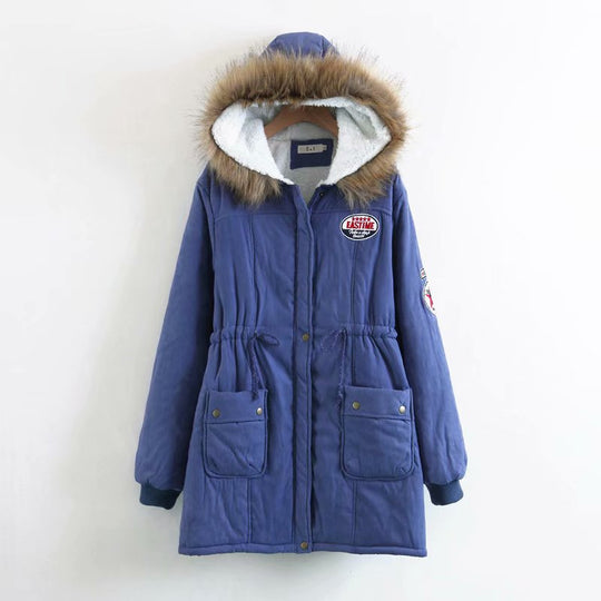 Damen Langer Utility-Parka mit Teddyfutter, Kapuze mit Kunstfell und Kordelzug Shop Nory