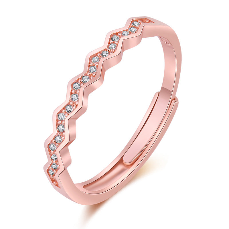 Damen eleganter Zickzack-Ring mit funkelnden Zirkonia-Elementen Shop Nory
