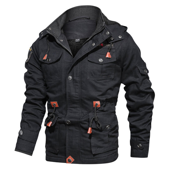 Herren Militärinspirierter Canvas-Parka mit Teddyfleece-Innenfutter und verstellbarem Taillenzug Shop Nory