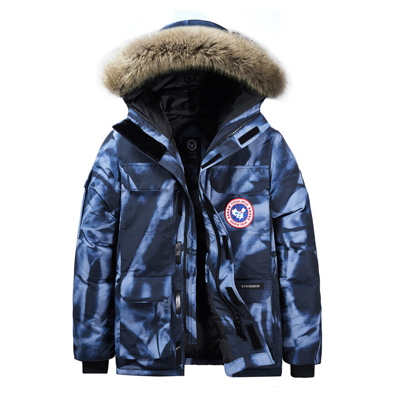 Herren warmer Daunenparka mit abnehmbarer Kapuze und Mehrfach‑Utility-Taschen Shop Nory