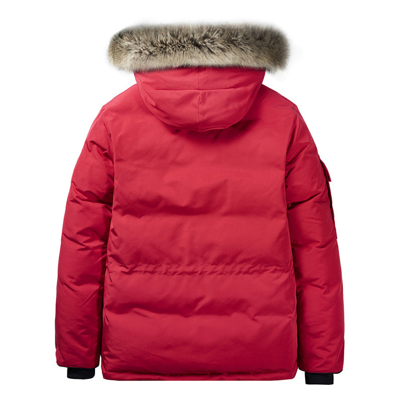 Herren Wattierte Winterparka mit Kunstfell-Kapuze und Mehrfachtaschen Shop Nory