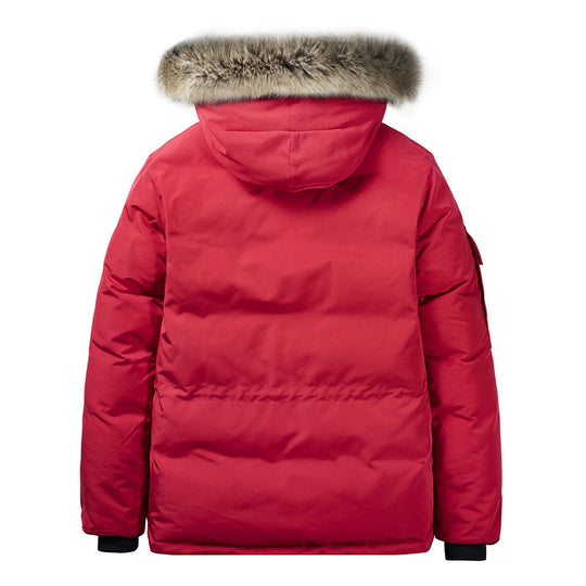 Herren Wattierte Winterparka mit Kunstfell-Kapuze und Mehrfachtaschen Shop Nory