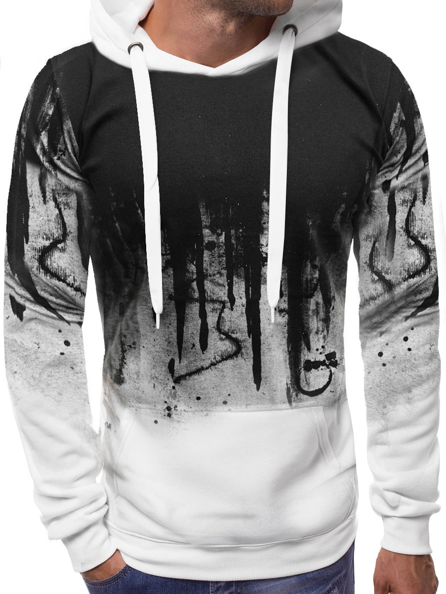 Herren Kapuzenpullover mit verlaufendem Drip-Print, Kängurutasche und kontrastierender Kapuzenfütterung Shop Nory