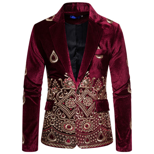 Herren Prunkvolles besticktes Samt‑Sakko mit Ornament- und Paisleystickerei Shop Nory
