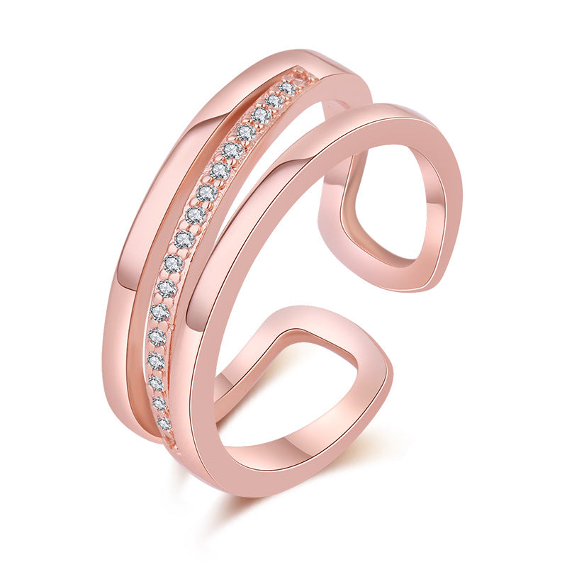 Damen Offener Ring mit funkelndem Zirkonia-Besatz und modernem Design Shop Nory