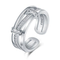 Damen Offener Zirkonia-Ring mit elegantem Wellen-Design Shop Nory