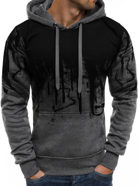 Herren Kapuzenpullover mit verlaufendem Drip-Print, Kängurutasche und kontrastierender Kapuzenfütterung Shop Nory