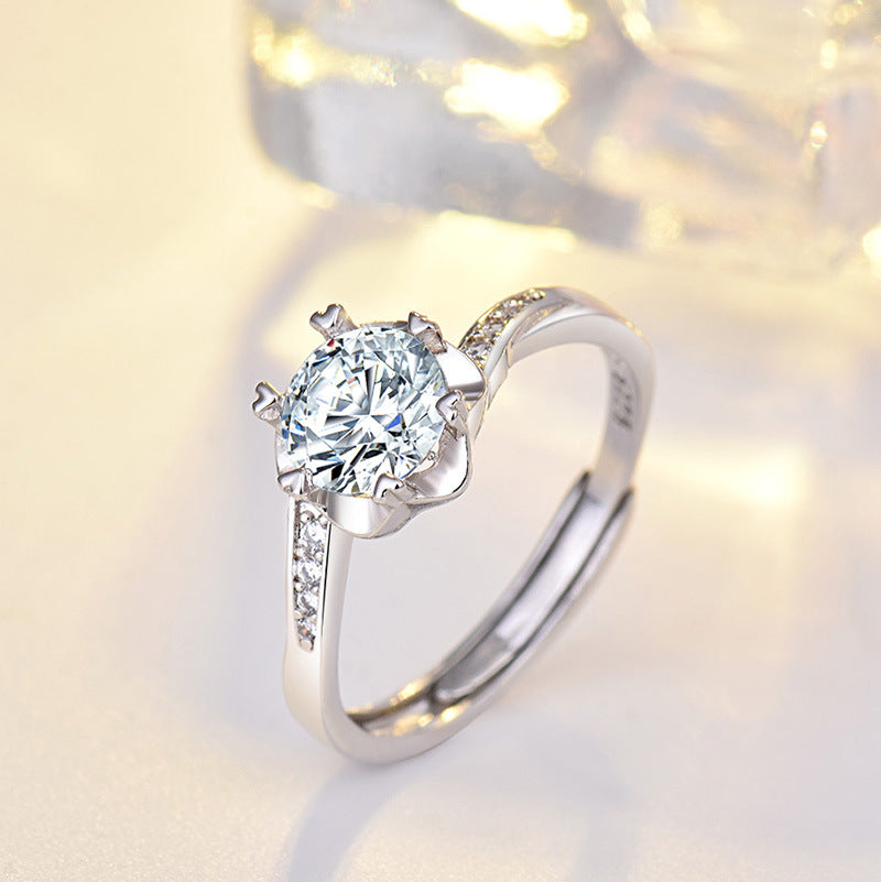 Damen Verlobungsring mit elegantem Zirkonia-Besatz und herzförmiger Fassung Shop Nory