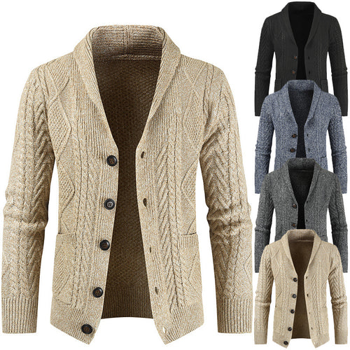 Herren Strickcardigan mit Zopfmuster und Schalkragen Shop Nory