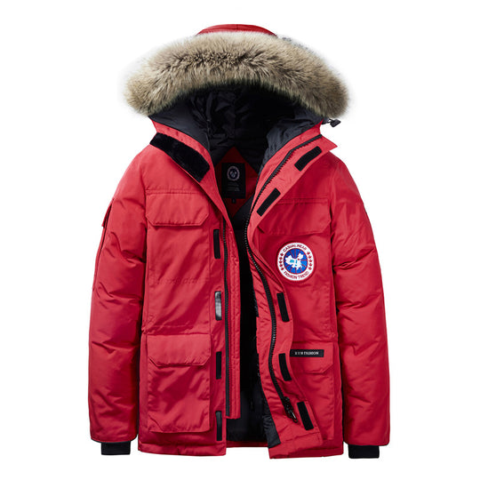 Herren Wattierte Winterparka mit Kunstfell-Kapuze und Mehrfachtaschen Shop Nory