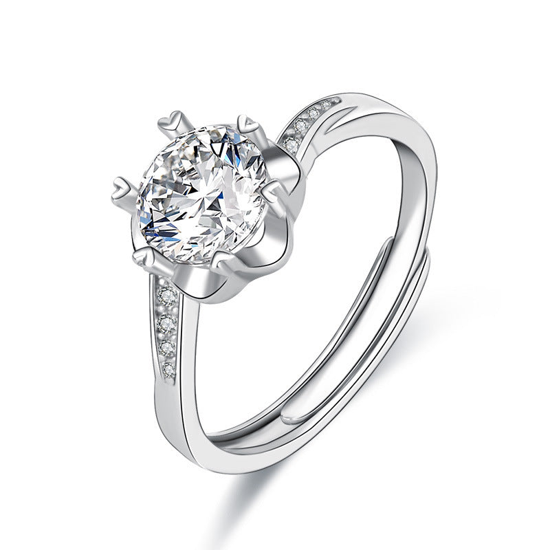 Damen Verlobungsring mit elegantem Zirkonia-Besatz und herzförmiger Fassung Shop Nory