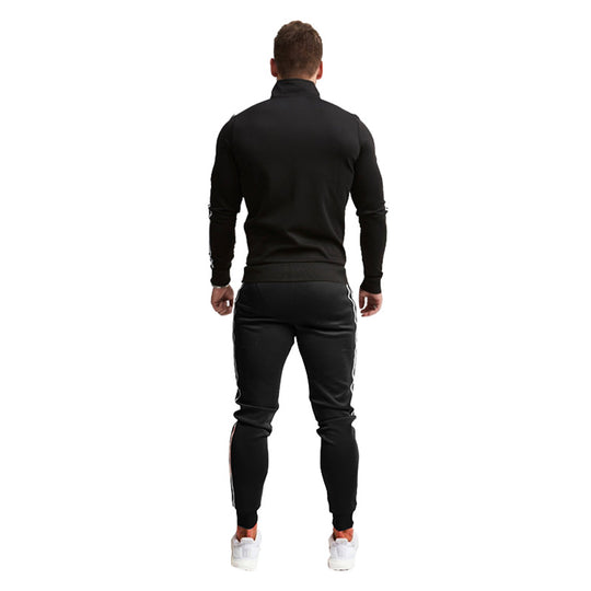Herren Athletischer Slim-Fit Trainingsanzug mit Stehkragen, Zip-Jacke und Jogger mit Seitenstreifen Shop Nory