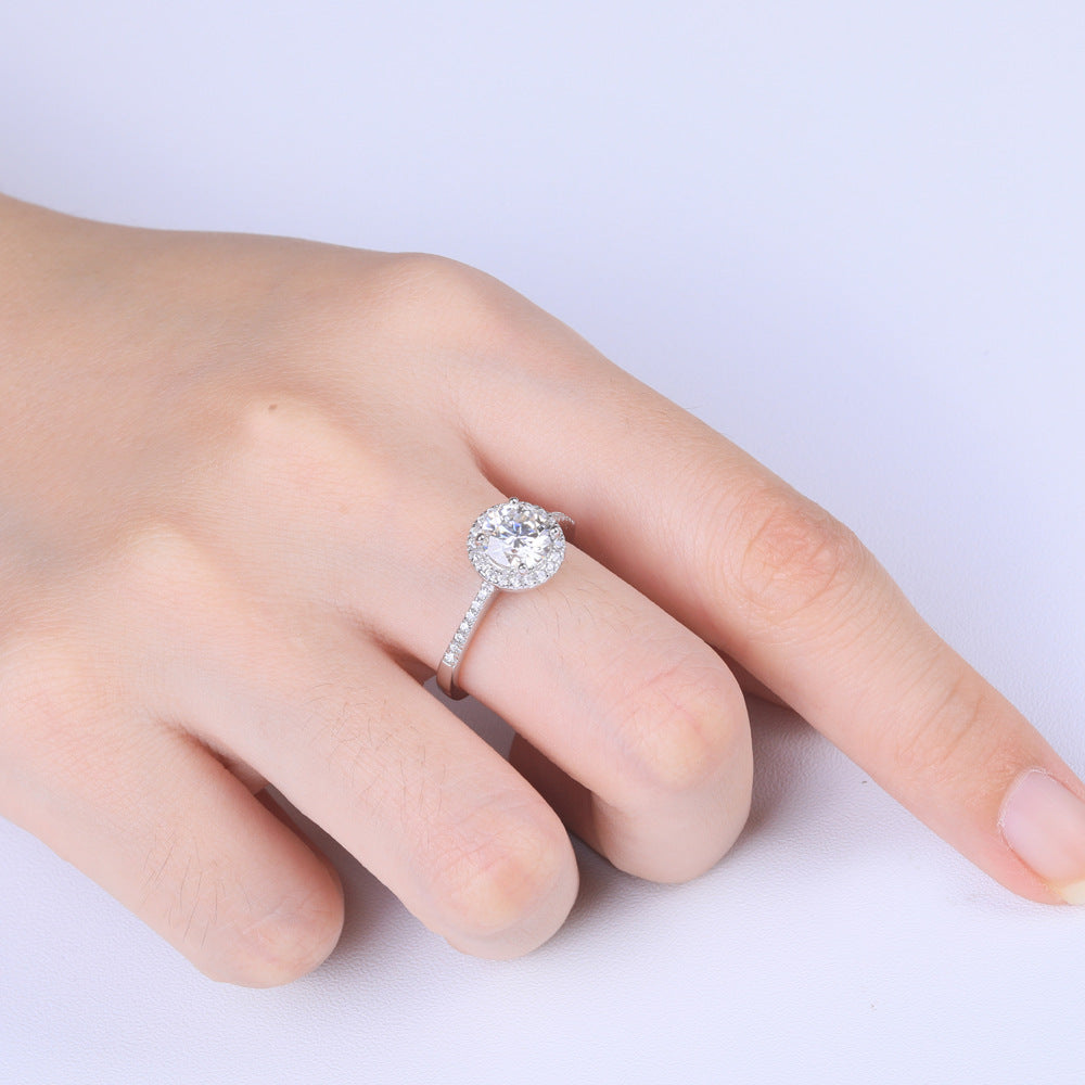 Damen Hochwertiger Verlobungsring mit rundem Solitär und funkelndem Zirkonia-Besatz Shop Nory