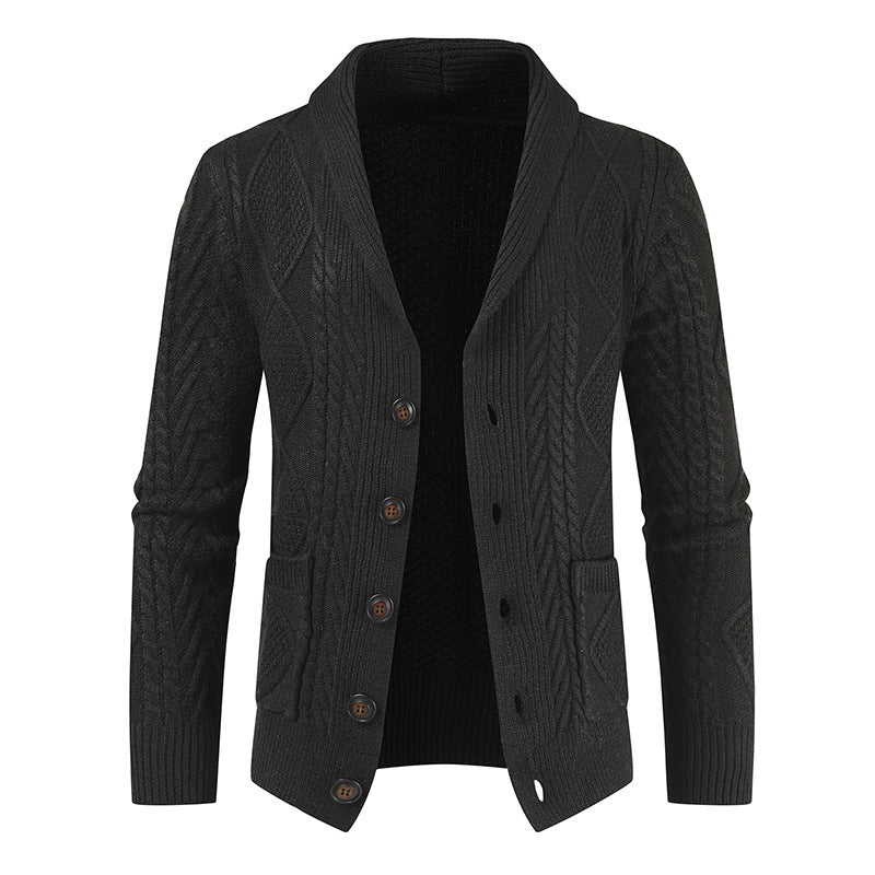 Herren Strickcardigan mit Zopfmuster und Schalkragen Shop Nory