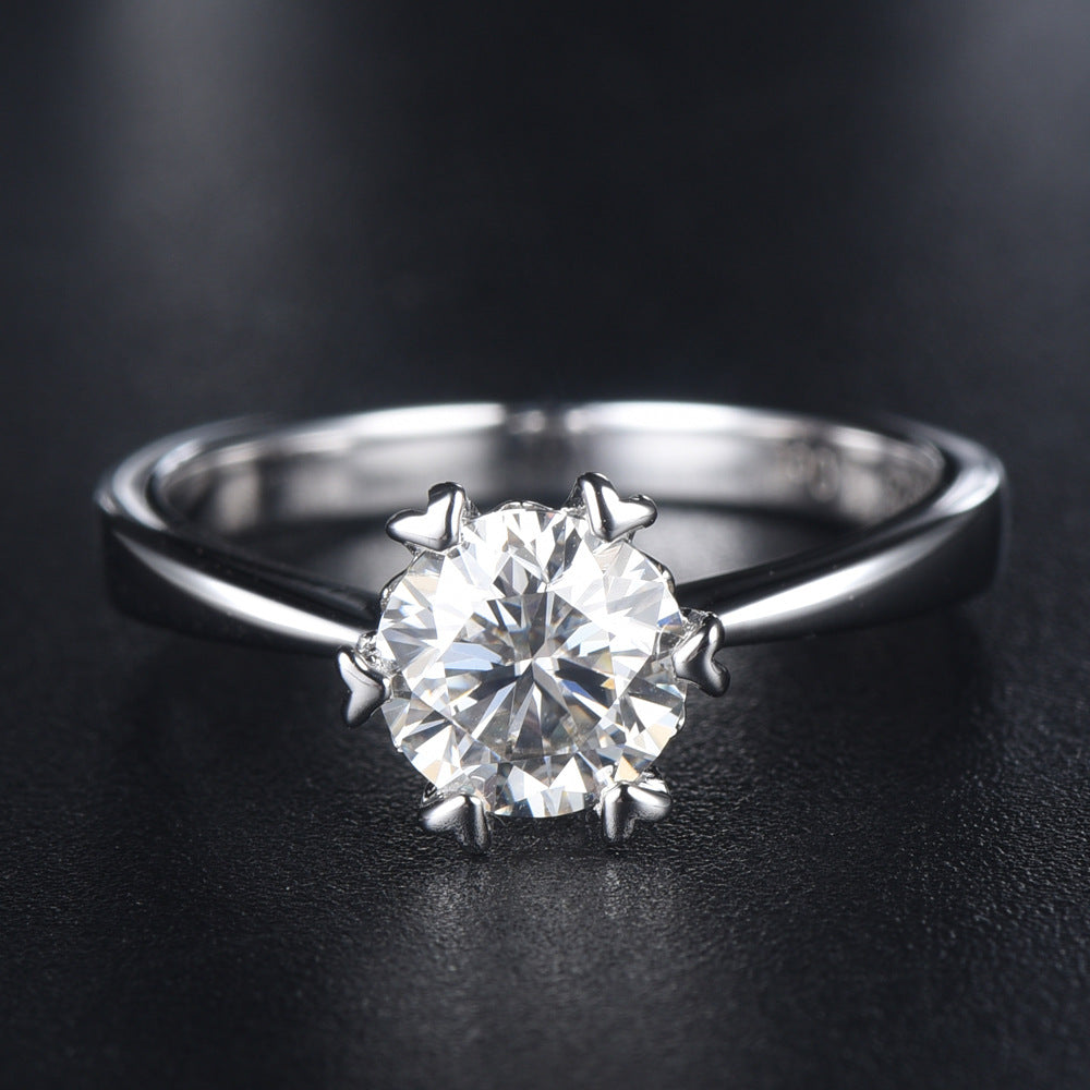 Damen Ring mit funkelndem Hauptstein und romantischem Herzdesign Shop Nory