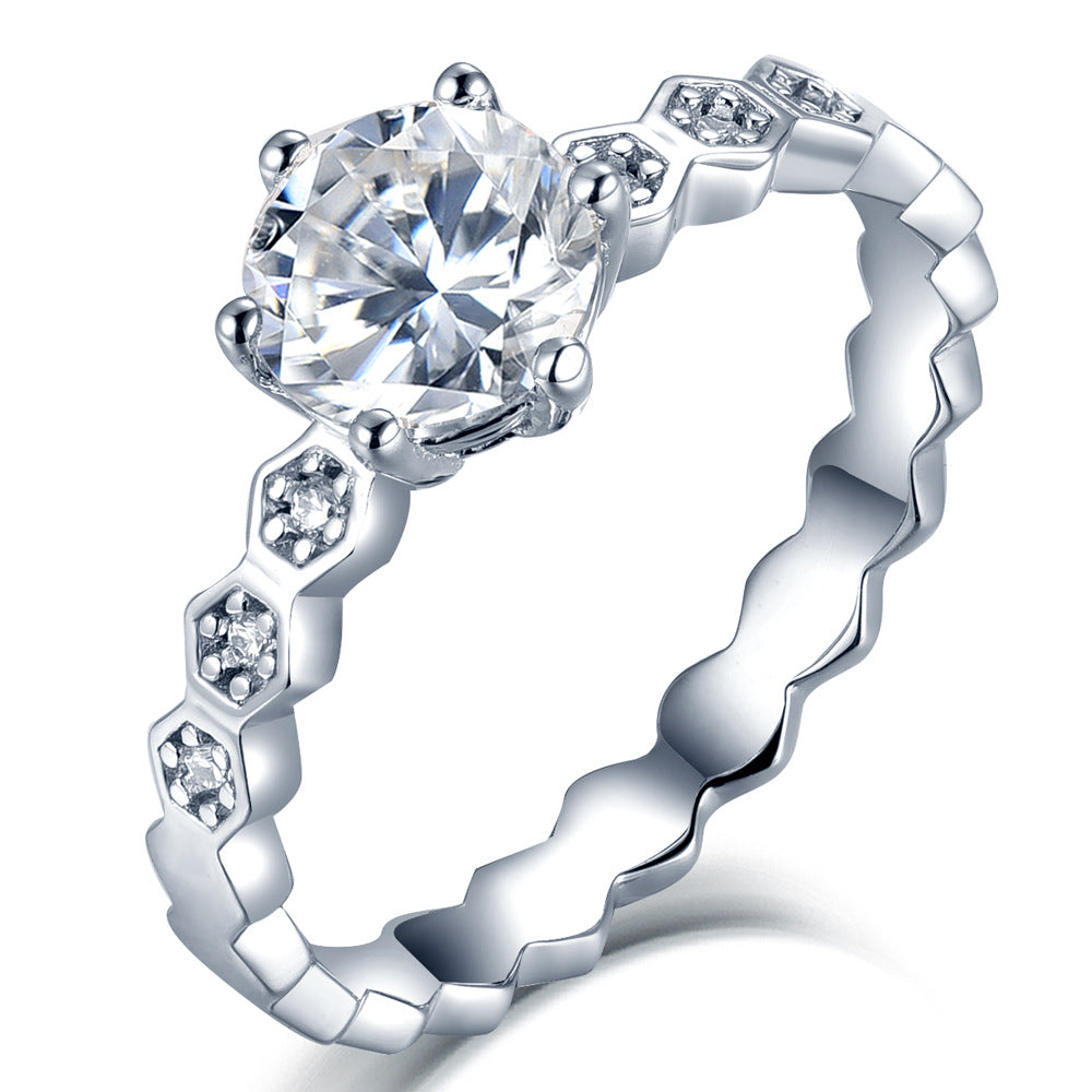 Damen Ring mit funkelndem Kristall und elegantem Hexagon-Design Shop Nory