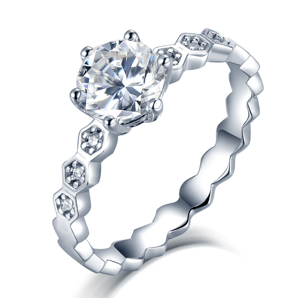 Damen Ring mit funkelndem Kristall und elegantem Hexagon-Design Shop Nory