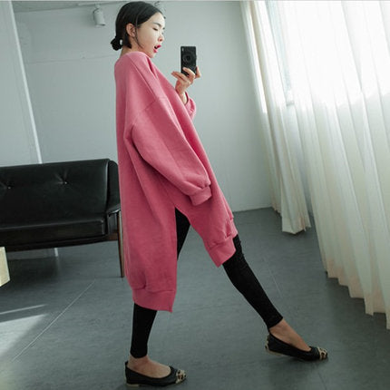 Damen Oversized-Sweatkleid mit gerippten Bündchen, Rundhalsausschnitt und verlängertem Rückensaum Shop Nory