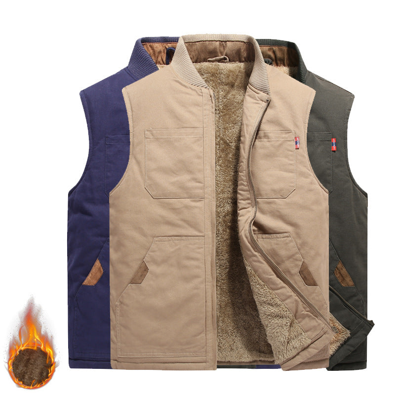 Herren gesteppte Canvas-Utility-Weste mit Stehkragen und Thermoisolierung Shop Nory