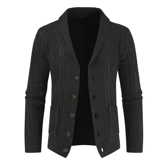 Herren Strickcardigan mit Zopfmuster und Schalkragen Shop Nory