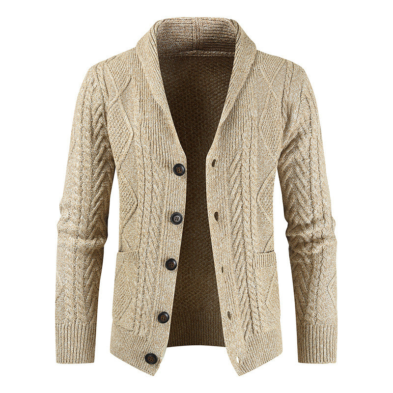 Herren Strickcardigan mit Zopfmuster und Schalkragen Shop Nory