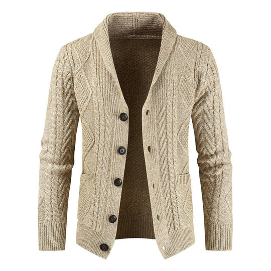 Herren Strickcardigan mit Zopfmuster und Schalkragen Shop Nory