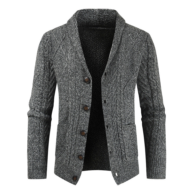 Herren Strickcardigan mit Zopfmuster und Schalkragen Shop Nory