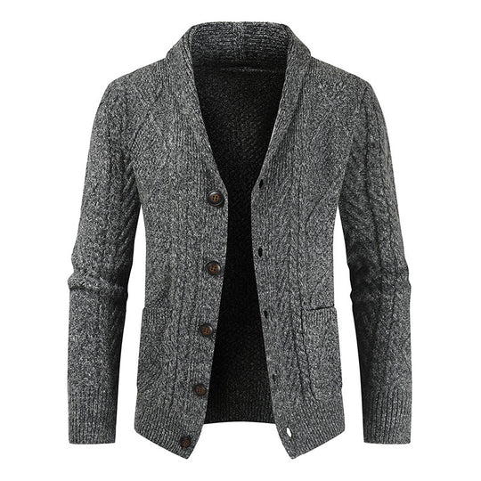 Herren Strickcardigan mit Zopfmuster und Schalkragen Shop Nory