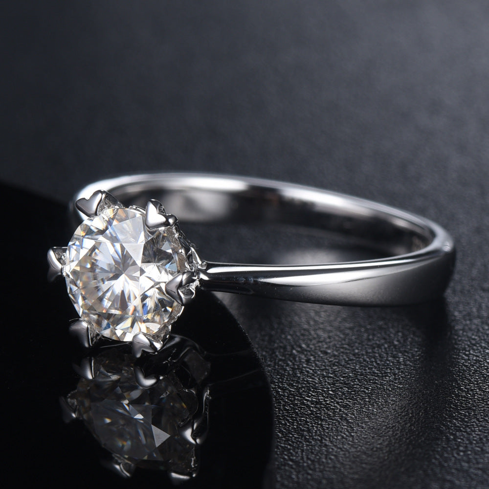 Damen Ring mit funkelndem Hauptstein und romantischem Herzdesign Shop Nory