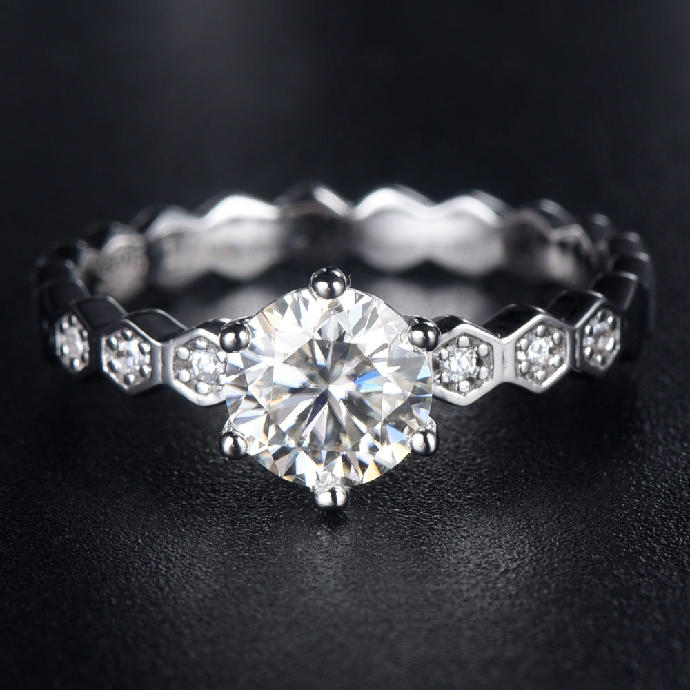 Damen Ring mit funkelndem Kristall und elegantem Hexagon-Design Shop Nory