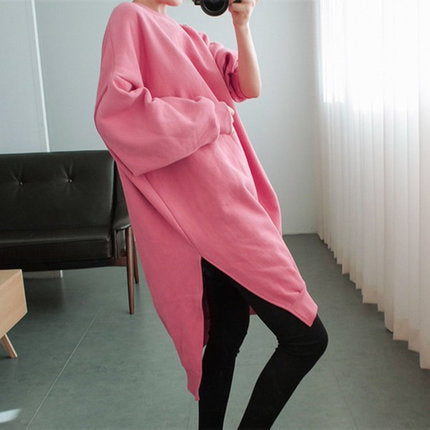 Damen Oversized-Sweatkleid mit gerippten Bündchen, Rundhalsausschnitt und verlängertem Rückensaum Shop Nory