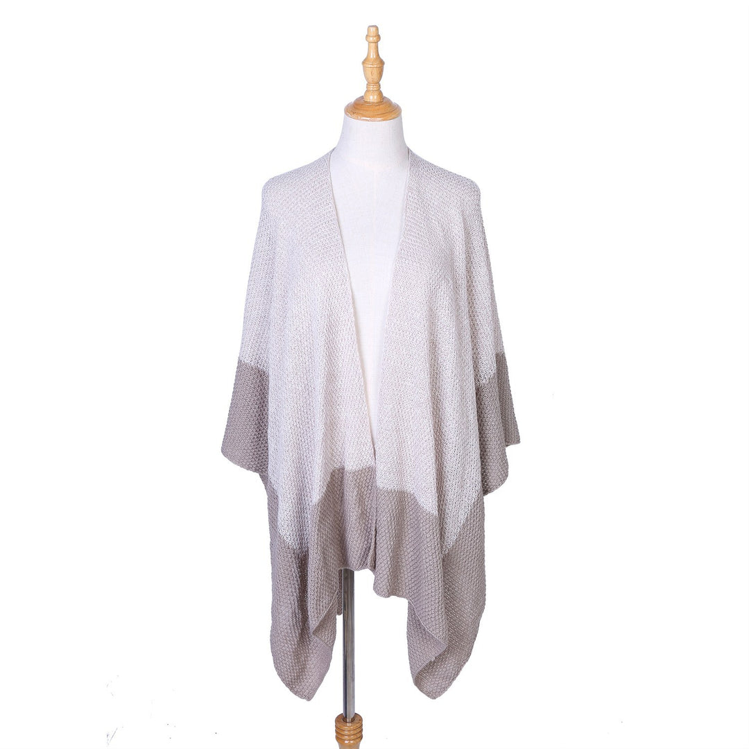 Damen Offene Strick‑Ruana mit Wasserfall‑Saum und Blockstreifen Shop Nory