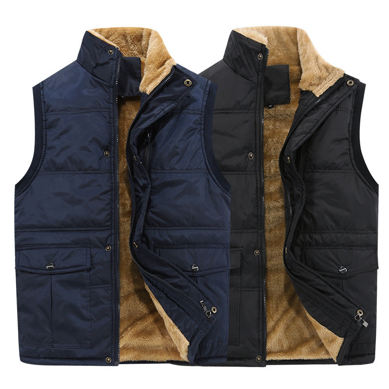 Herren Gefütterte Steppweste mit Teddyfutter, hohem Stehkragen und Multifachtaschen Shop Nory