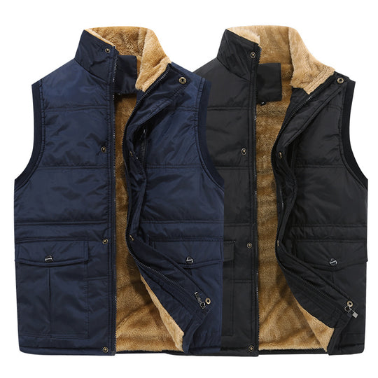 Herren Gefütterte Steppweste mit Teddyfutter, hohem Stehkragen und Multifachtaschen Shop Nory
