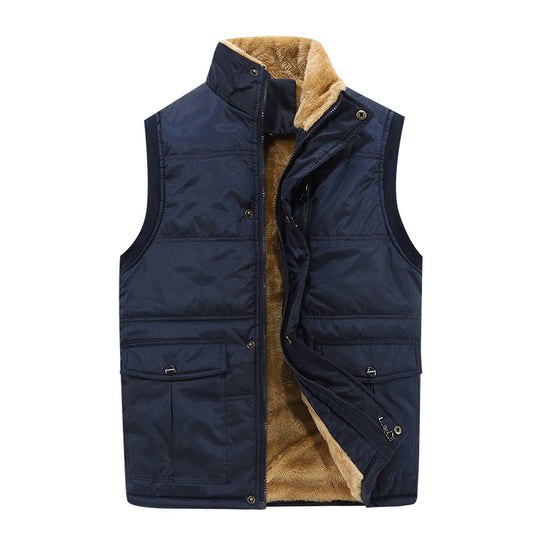 Herren Gefütterte Steppweste mit Teddyfutter, hohem Stehkragen und Multifachtaschen Shop Nory