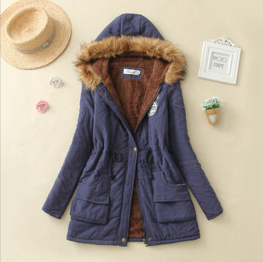 Damen Gefütterter Parka mit Kunstfellkapuze und Teddyfutter Shop Nory