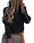 Damen elegante Bluse mit modischen Knopfdetails und lockerer Passform