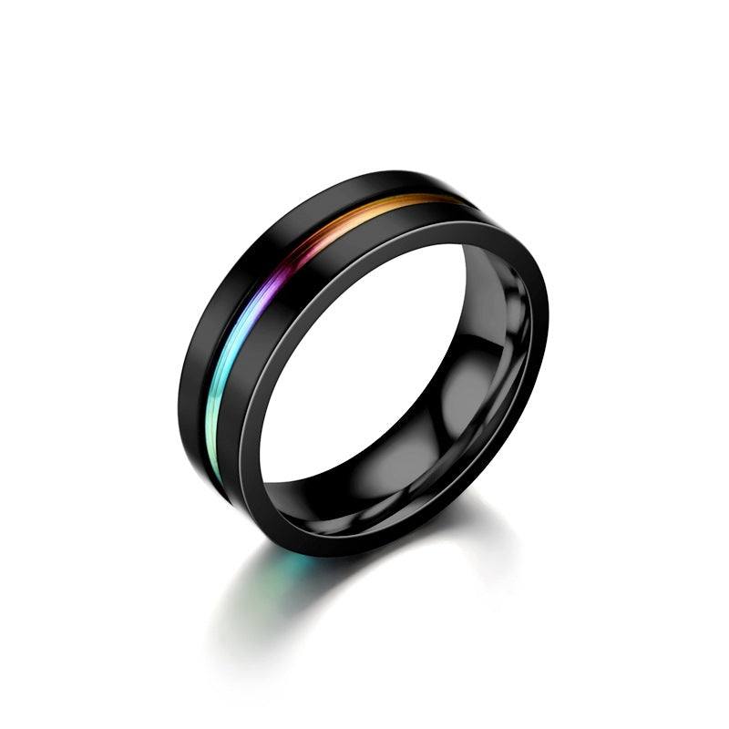 Herren Ring mit modernem, schwarzem Design und farbiger Akzentlinie Shop Nory