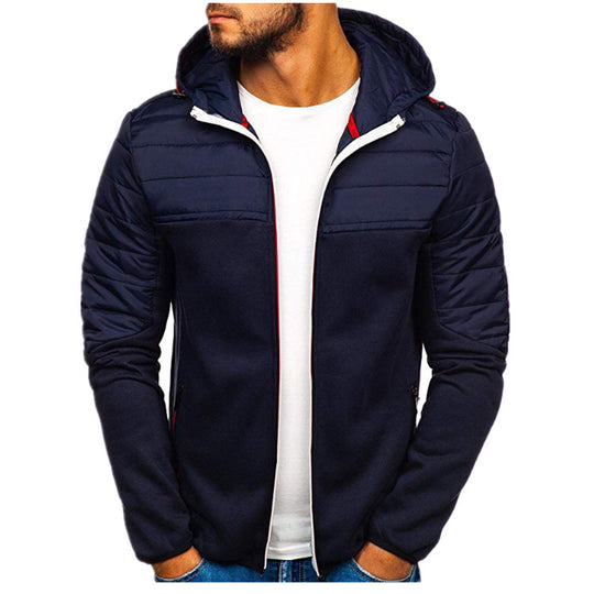 Herren gesteppter Kapuzen-Zipcardigan mit wattierter Schulterpartie und Reißverschlusstaschen Shop Nory