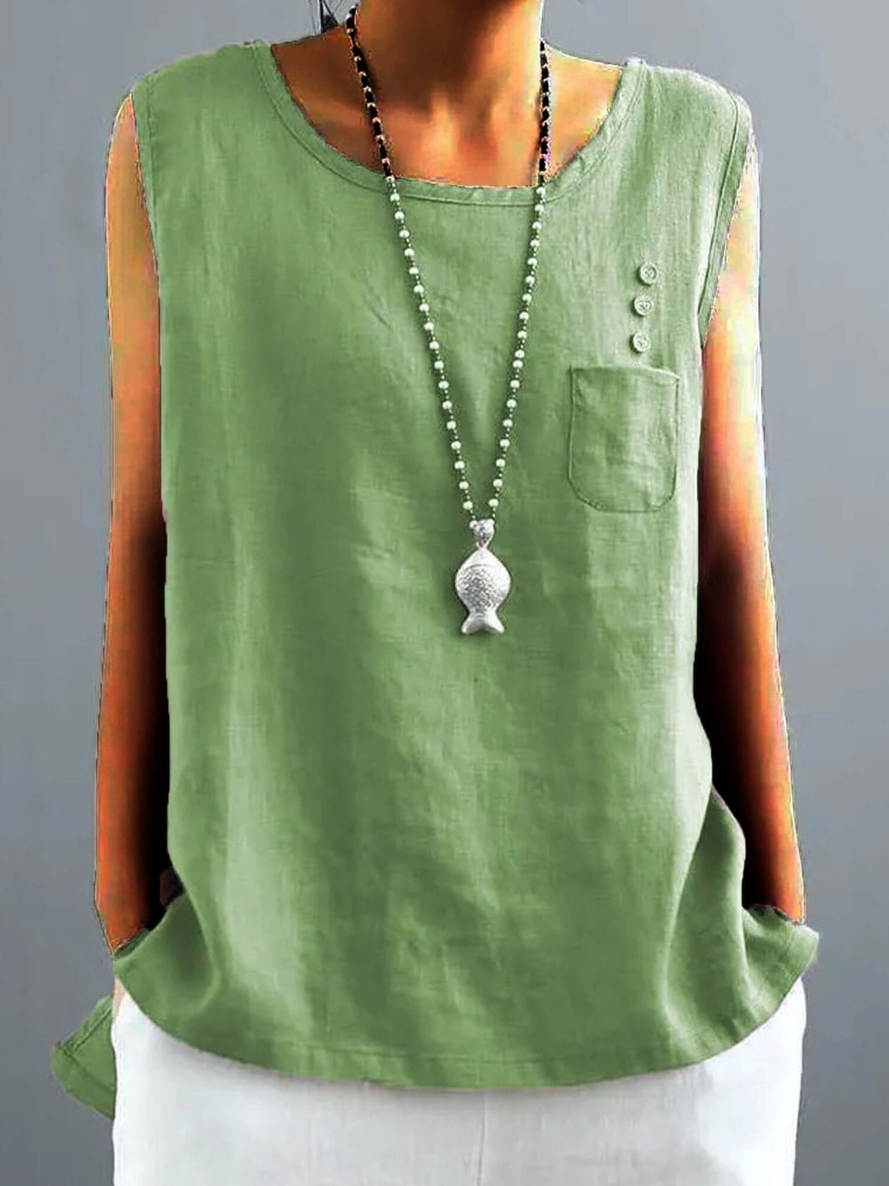 Vintage T-Shirt aus Baumwolle – unifarben und locker geschnitten