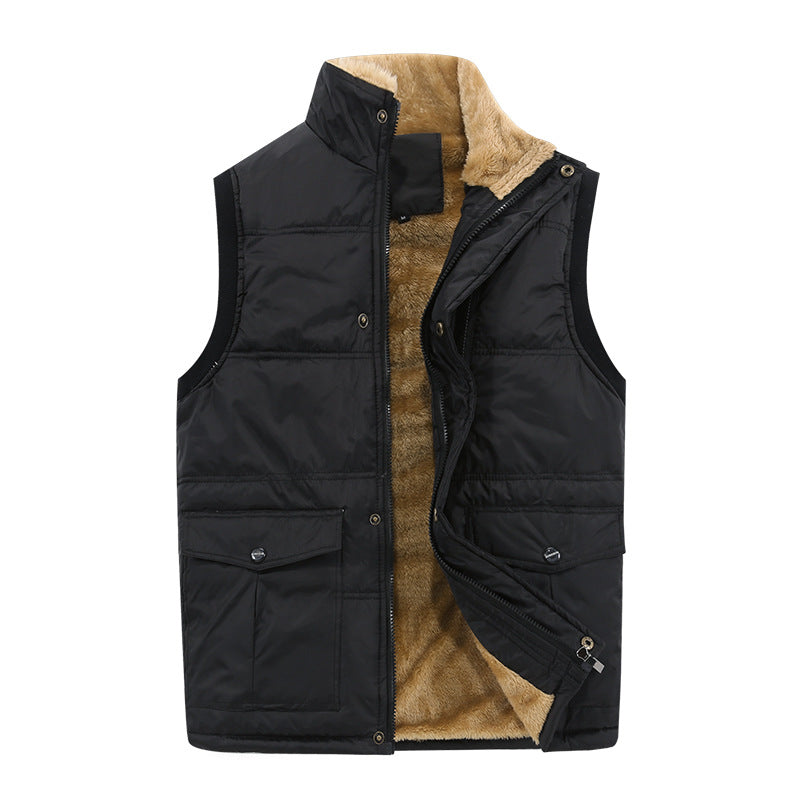 Herren Gefütterte Steppweste mit Teddyfutter, hohem Stehkragen und Multifachtaschen Shop Nory
