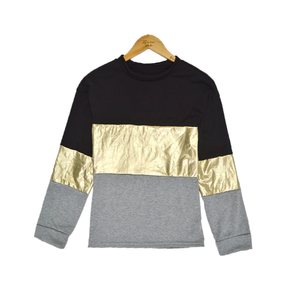 Damen Oversize Sweatshirt mit Metallic-Blockstreifen & Rundhalsausschnitt Shop Nory
