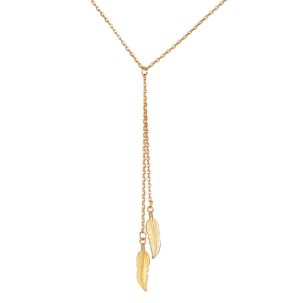 Damen Halskette mit elegantem Federdesign Shop Nory