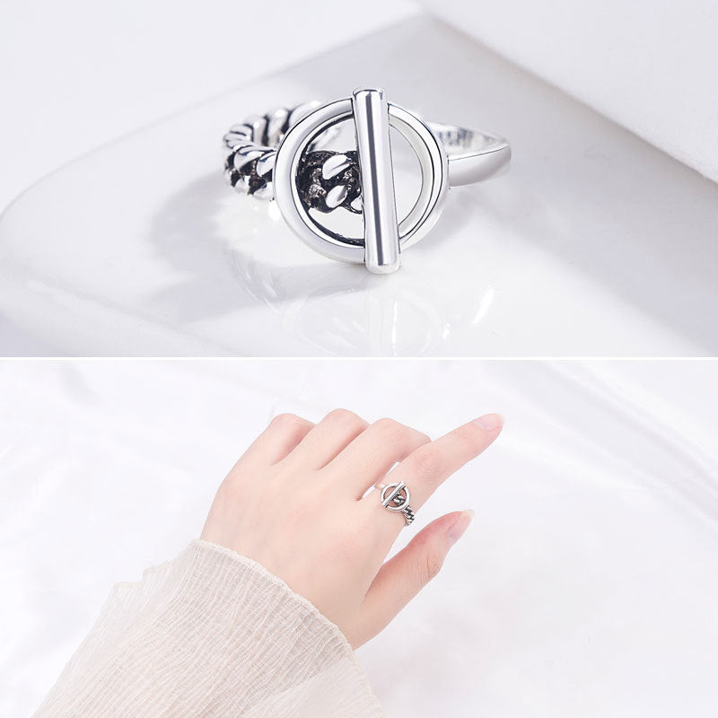 Damen Offener Ring mit kunstvollem Kettenmuster Shop Nory