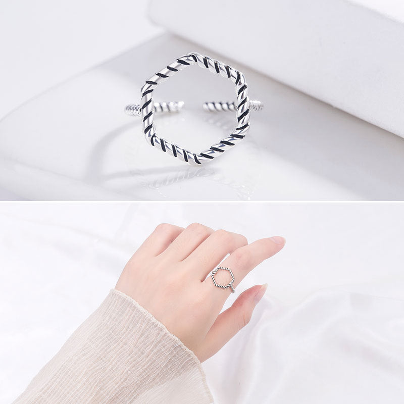 Damen Offener Ring mit kunstvollem Kettenmuster Shop Nory
