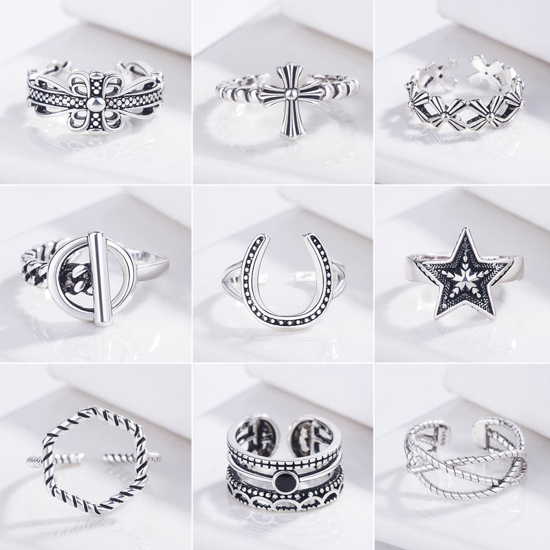 Damen Offener Ring mit kunstvollem Kettenmuster Shop Nory