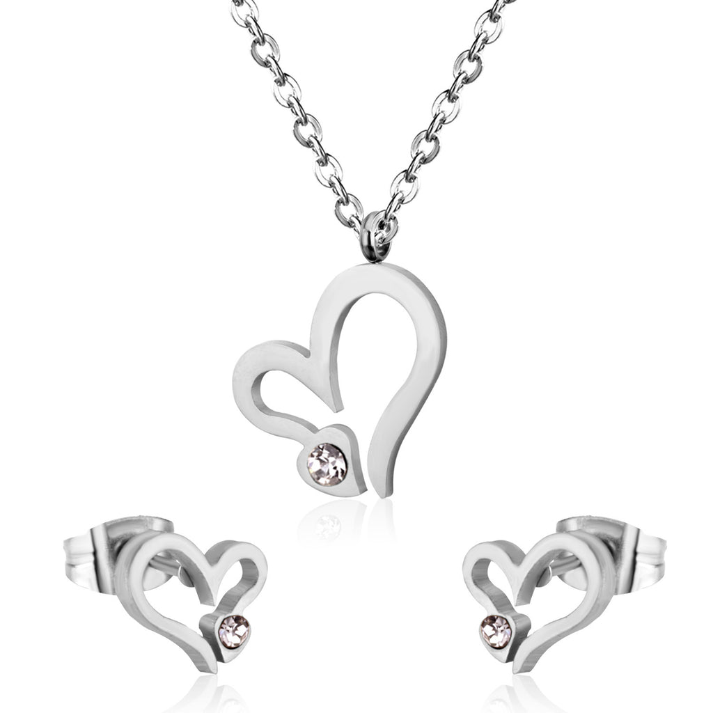Damen Schmuckset mit Herzanhänger und Ohrringen aus hochwertigem Edelstahl Shop Nory