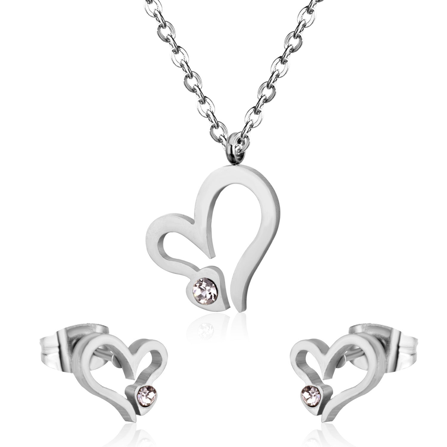 Damen Schmuckset mit Herzanhänger und Ohrringen aus hochwertigem Edelstahl Shop Nory