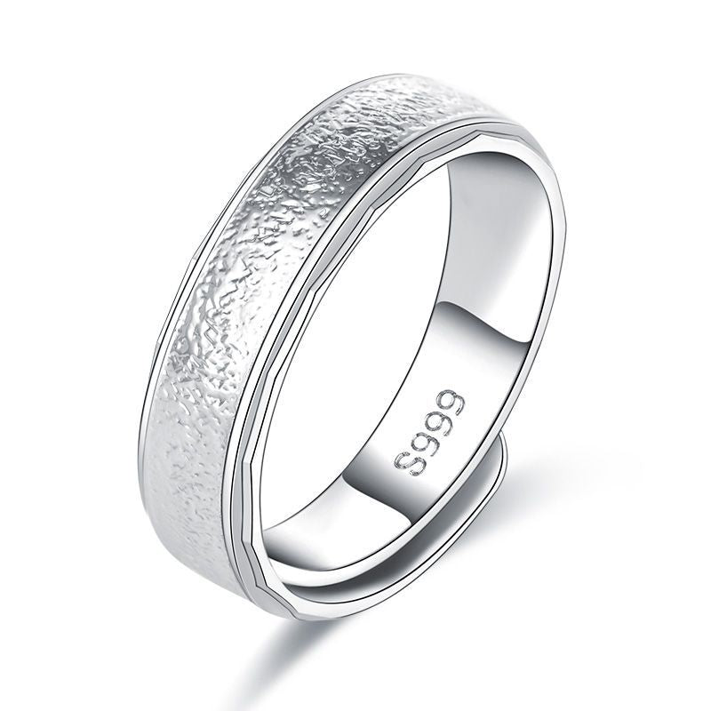 Damen Breiter Ring aus hochwertigem 999er Silber mit strukturiertem Design Shop Nory